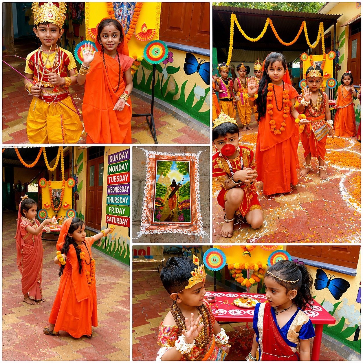 Children celebrating Ram Navami in traditional costumes at Happy Learning International Preschool